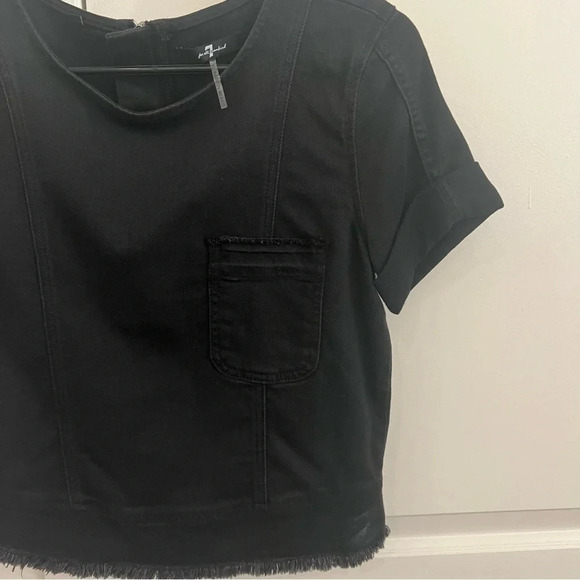 7 For All Mankind Gray Denim Top- Size XS; Never Worn - Picture 3 of 10